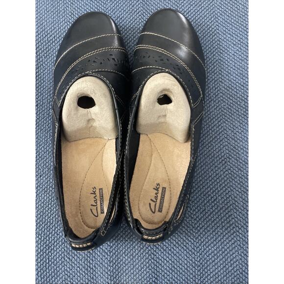 NEW Clarks Collection Evianna Black Leather Comfort Loafers Shoes Sz 9 NWOB - Picture 4 of 8